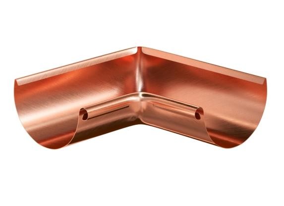 Водосток Aquasistem, система 125x90 - Угол желоба внутренний медный 90° купить в Сочи
