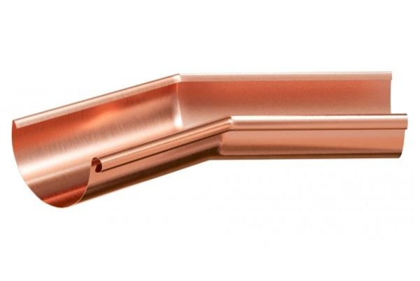 Водосток Aquasistem, система 125x90 - Угол желоба внутренний медный 135° купить в Сочи