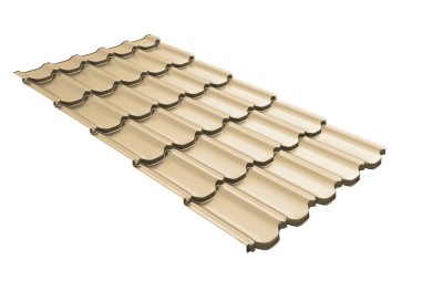 Металлочерепица квинта плюс с 3D резом 0,45 PE RAL 1014 слоновая кость