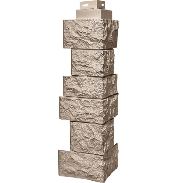 Цокольный сайдинг FineBer – Серия “Дикий камень”, Угол наружный, Песочный...  купить в Сочи