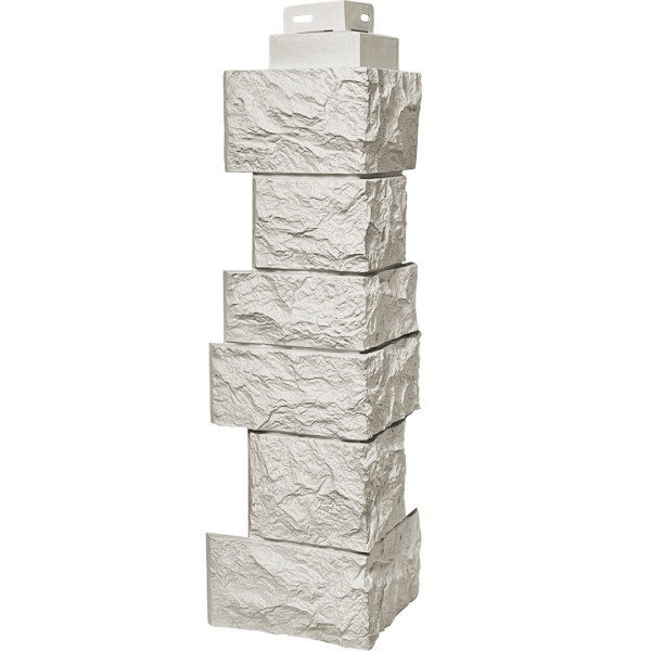 Цокольный сайдинг FineBer – Серия “Дикий камень”, Угол наружный, Жемчуг купить в Сочи