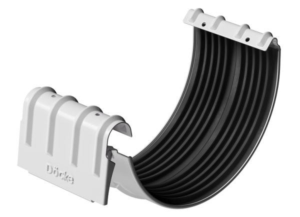 Соединитель желобов D125 Döcke STAL PREMIUM Пломбир, (RAL 9010) купить в Сочи