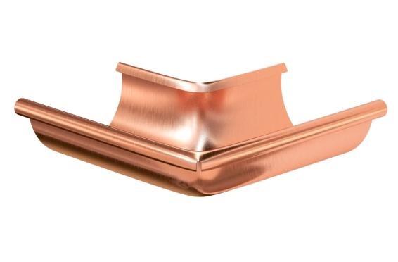 Водосток Aquasistem, система 125x90 - Угол желоба наружный медный 90° купить в Сочи